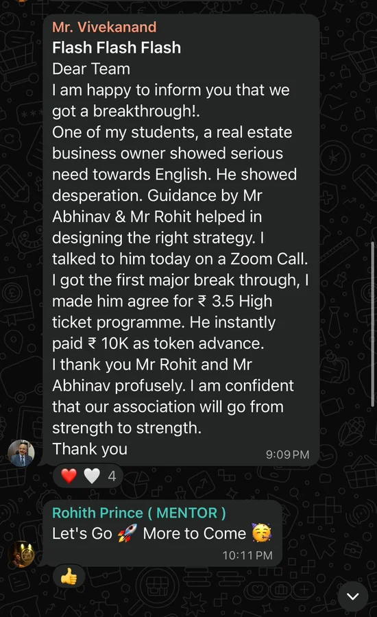 Client chat testimonial